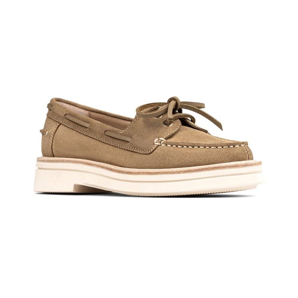 Donald J. Pliner Suede Lace-Trim Loafers in Taupe and Cream
